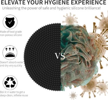 Силіконова щітка для тіла BEAUTAIL, м'яка пілінг-щітка для тіла, для жінок та чоловіків, чутлива шкіра, чорна