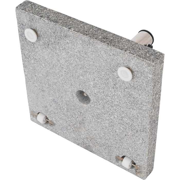 Nexos Parasol Stand 30kg Polished Granite Stainless Steel Square 45 x 45 cm Parasol Stand with Handle and Wheels