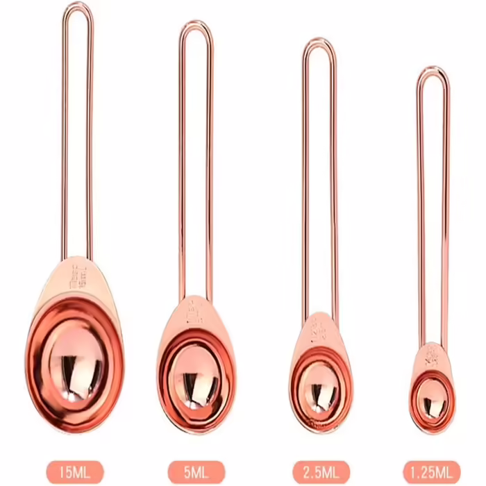 ChengBeautiful Messlöffel Messbecher Messlöffel Set Kuchen Messbecher Backwerkzeug Schnalle Messerschale Messlöffel Set Rose Gold Zum Backen Kochen Küche (Color : Rose Gold, Size : 8PS)