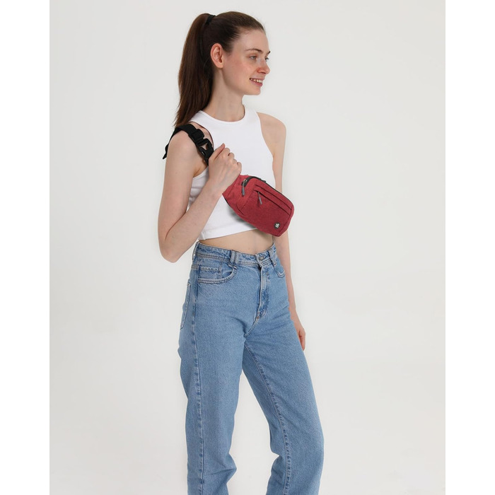 WATERFLY Поясна сумка на пояс для чоловіків та жінок: спортивна сумка на талію, поясна фанка, для подорожей, прогулянок з собакою, активного відпочинку (Тьмяно-червоний)