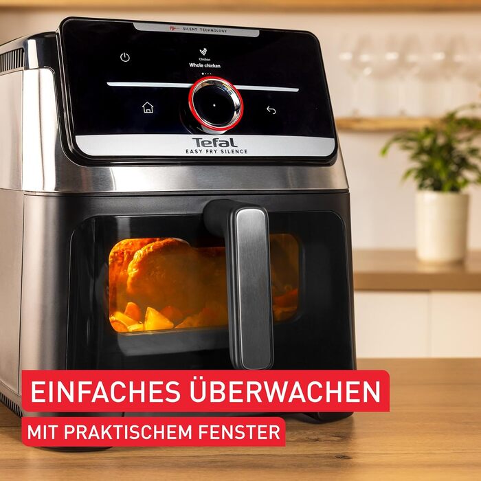 Фритюрниця Tefal Easy Fry Silence 7л з оглядовим вікном, біла (EY8421E0) - аерофритюрниця з тихим режимом, 10 програм, до 8 порцій