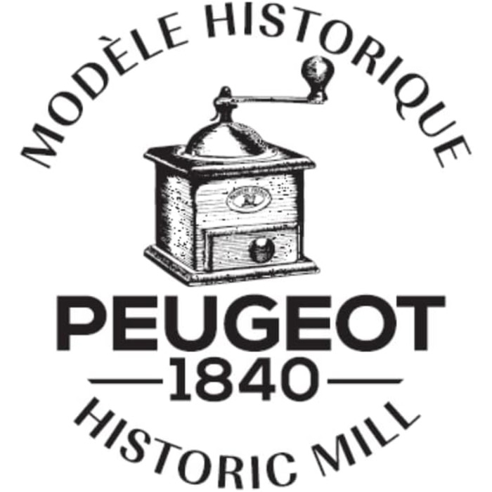Кавомолка Peugeot Antique ручна з регульованим сталевим жорном - 21 см, дерев'яний корпус, ностальгічний дизайн
