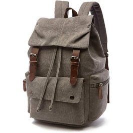 Canvas Backpack Vintage for Laptop Daypack Hiking Travel Large Capacity Bag Unisex (Gray)