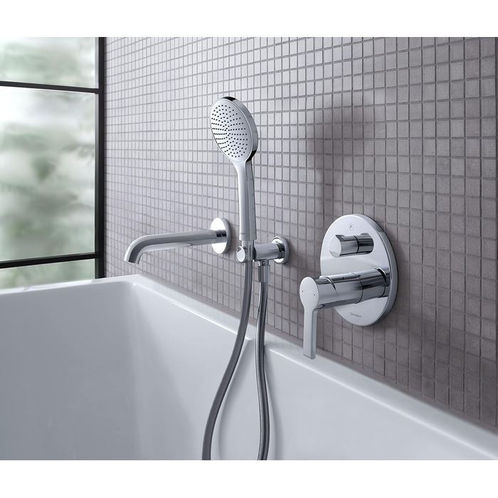 Душова лійка Duravit Universal з 3 режимами (Rain, Intense, Soft), ручна душова насадка Ø 110 мм, економна функція MinusFlow, легко чиститься, (1 режим, хром)