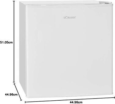 Міні-холодильник Bomann 42 літри | Холодильник для офісу, кемпінгу та геймінгу | Тихий (39 dB) | Minibar з можливістю зміни напрямку відкривання дверцят | 51x45x45 см | KB 7346 білий