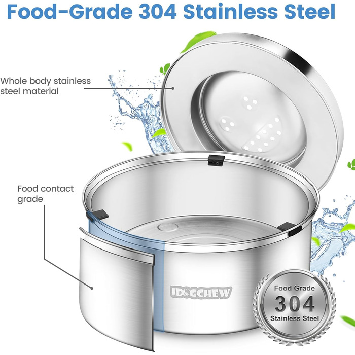 Миска для собак 1л, не протікає, з нержавіючої сталі, протиковзаюча, легко миється, срібна