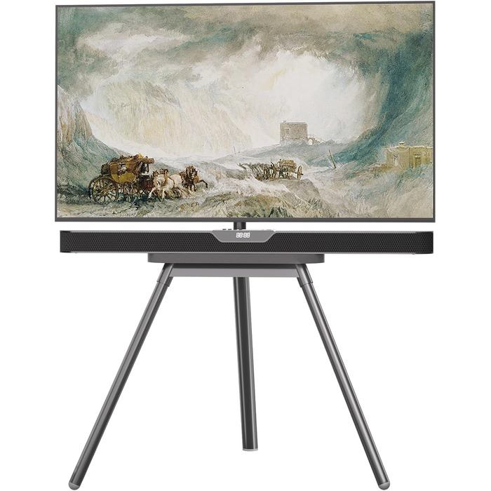 Підставка для телевізора PUTORSEN: поворотна, регульована по висоті, 43-65 дюймів, з полицею, до 40 кг, VESA 400x400, сіра