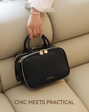 Косметичка-органайзер для подорожей, велика місткість, водонепроникна, з ручкою та кількома відділеннями (Чорний, M)