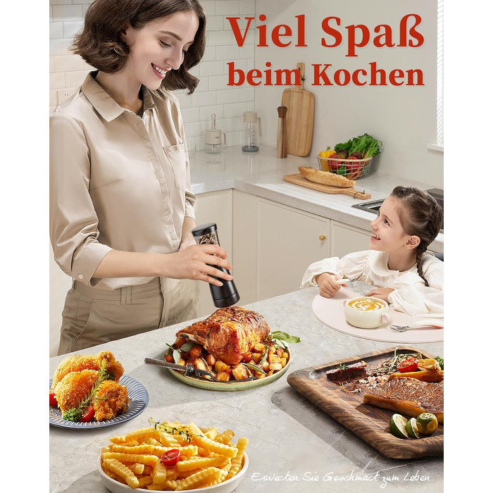 Електричні мельниці для солі та перцю 2 шт. з нержавіючої сталі, акумуляторні, з LED-підсвічуванням, регульоване керамічне подрібнення, щітка для чищення