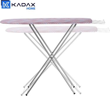 КADAX Прасувальна дошка з полицею, 104x30 см, прасувальна станція з підставкою для праски, компактна, з підкладкою з піни (персикова)