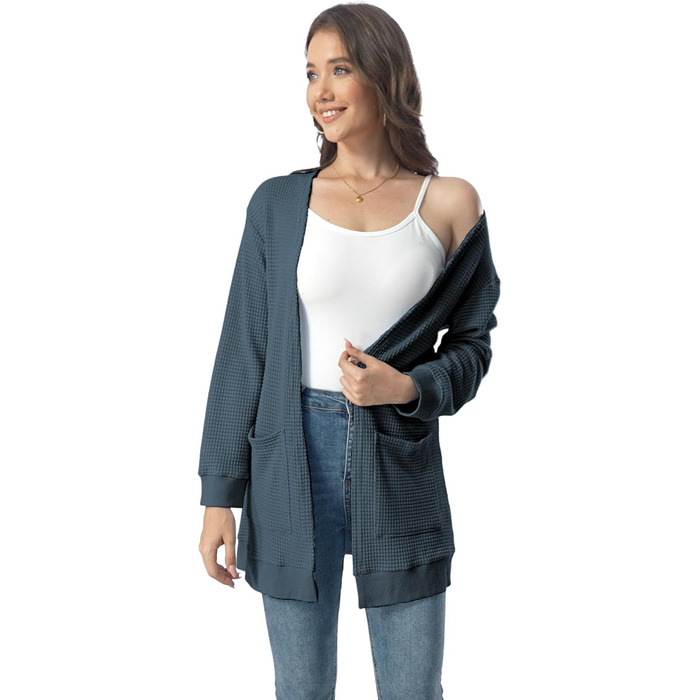 Кардиган чоловічий Daen Langar Casual Lang з відкритим фронтом, сіро-антрацитовий (M)