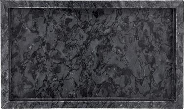 BSTKEY Natural Marble Serving Tray for Coffee Table, Rectangular, Jewelry Tray, Organizer, Decorative Bathroom, Vanity, Toilet Tank, Bathtub Tray, 25x15 cm (black)