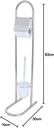 Набір для туалету MSV 140383: щітка для унітазу з нержавіючої сталі, 16x30x83 см