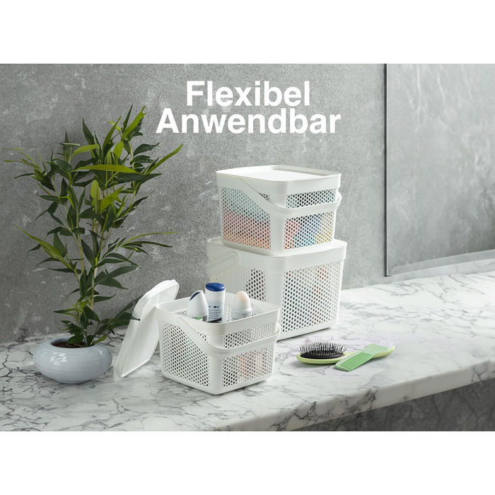 Універсальний кошик для зберігання з кришкою 8л x3, білий, для іграшок, білизни, ванної, кухні, органайзер, кошик для Великодня