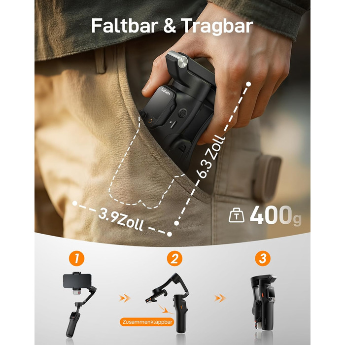 iSteady V3 Ultra: Стабілізатор для смартфона з AI-трекером, сенсорним екраном та інтегрованою штангою. Ідеальний для зйомки Vlog та TikTok