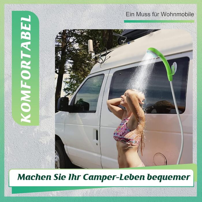 Eletorot Camping Shower with Pump, Camping Shower for Shower Tent, Mobile Shower for Camping Outdoor Garden Car, USB Rechargeable Battery with 1.8m Hose
