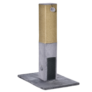 PawHut Cat Scratching Post 79cm with Jute Rope & Plush Toy - Grey for Active Play & Relaxation