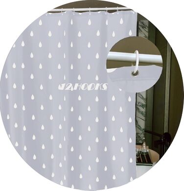 Штора для душу YOUNG DA текстильна біло-сіра з малюнком 