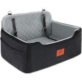 GL GLENSLAVE Dog Car Seat - Medium/Large Dogs, Up to 22kg or 2 Small Dogs - Removable & Washable Pet Car Seat (Black/Gray)