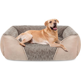 JOEJOY Dog Bed, Medium Dogs, Dog Basket Fluffy Washable, Non-Slip Anti-Anxiety Dog Beds, Dog Baskets for Medium and Large Dogs and Cats, 76x61x23cm (L 76 x W 61 x H 23 cm, Brown)