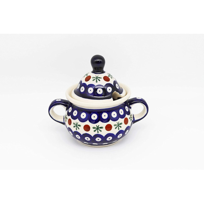Unknown Original Bunzlau Porcelain 0.35 Liter Sugar Bowl Sugar Dispenser Sugar Container with Lid Ø14.6 cm H13.2 cm (41)