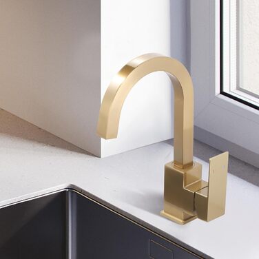 Кран кухонний поворотний 360°, з нержавіючої сталі, для кухні, вантажівки, ванної кімнати (B Gold)