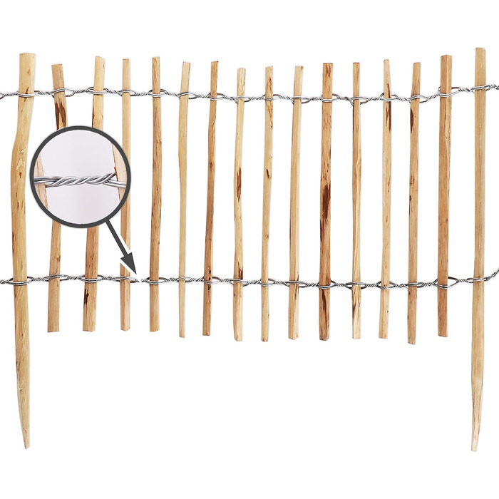 Aquagart Fence Panel Roll Boarder, slat spacing 4-6cm, garden fence. Perfect as a flower bed border or edging, or path divider. Durable wooden fence, wood fence, roll fence (5m x 35cm)