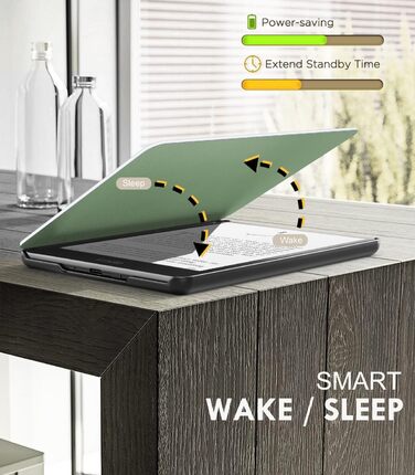 Чохол MoKo для Kindle Paperwhite 12th Gen (2024) та Kindle Colorsoft Signature Edition (2024), PU шкіра, авто-сон/пробудження, сірий ліс (зелена трава та птах)