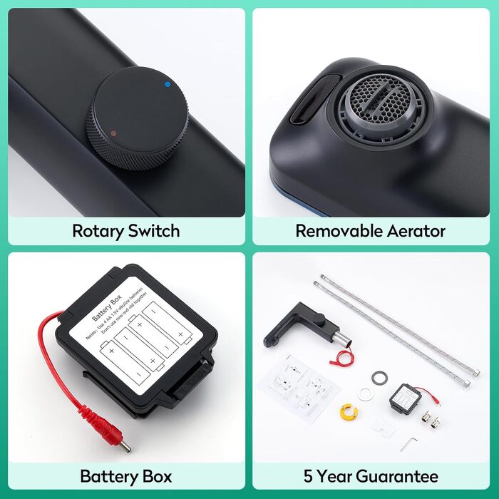 Кран кухонний CREA, 360° поворотний, з високим виливом, інфрачервоний, матовий чорний