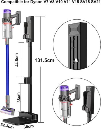 Стійка для пилососів Dyson V7, V8, V10, V11, V15, SV18, SV21 - док-станція для зберігання та зарядки, сіра