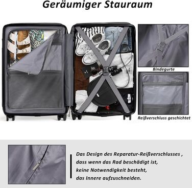 Чемодан ручної поклажі TANTOMI з відділенням для ноутбука, 20 дюймів, жорсткий корпус, легкий ABS-валіз, валіза з 4 колесами на 360°, TSA-замок (світло-темно зелений, 41л)