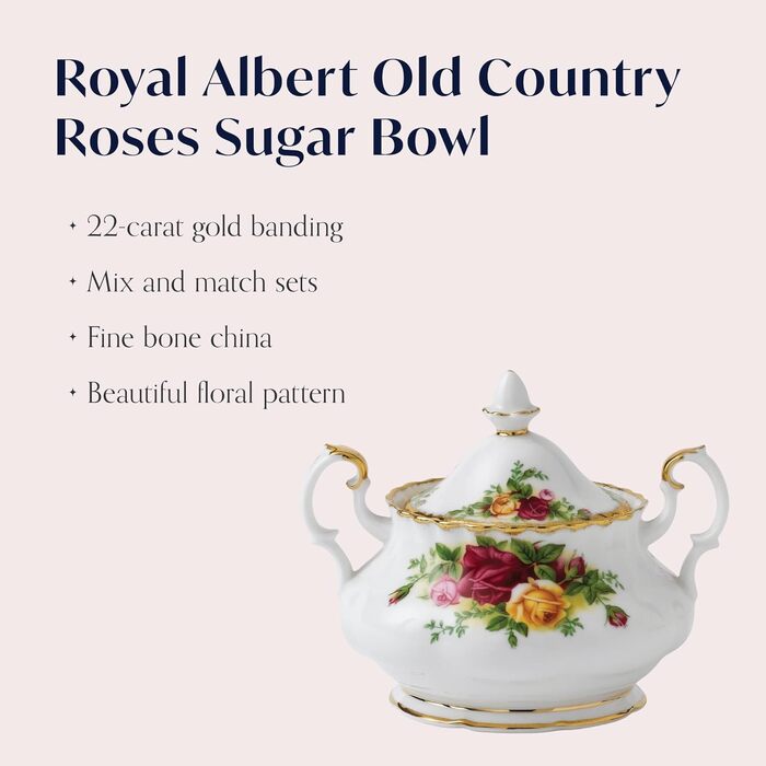 Royal Albert Old Country Roses Sugar Bowl with Lid, 325 ml, Multicolor