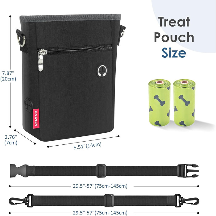 Футляр для ласощів для собак з магнітною застібкою, 2025. Практичний мішок для годування собак, мішок для ласощів з винімною внутрішньою кишенею | Диспенсер для відходів, (Чорний)