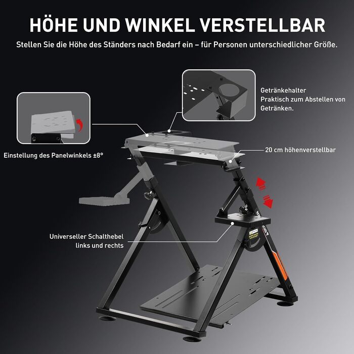 Ігровий стійка-держак для керма GTPLAYER Racing Wheel Stand з кріпленням для КПП V1 V2, регульований нахил, для PS4, Xbox, PC (Помаранчевий)
