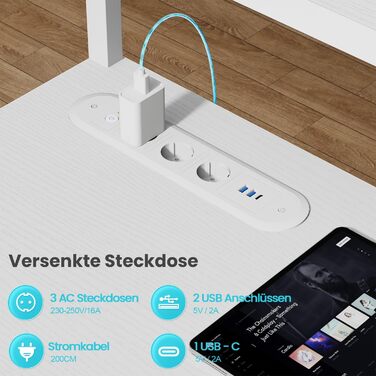 Ігровий стіл кутовий 150x100 см з 3 розетками та 2 USB, зворотний, з LED підсвічуванням, з ящиками та підставкою для монітора. Білий кутовий ігровий комп'ютерний стіл 170x100 см.