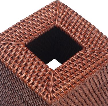 Square Rattan Cosmetic Tissue Boxes, Tissue Box Holder Dispenser for Home Office, 14.5 x 14.5 x 14.5 cm, Honey Brown