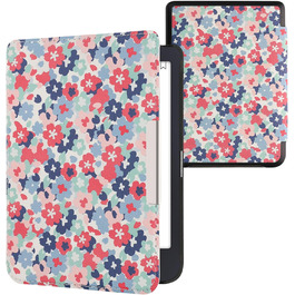 Чохол-книжка kwmobile для Tolino Shine 3 - яскравий дизайн з пастельними квітами (синій, жовтий, зелений, червоний, рожевий)
