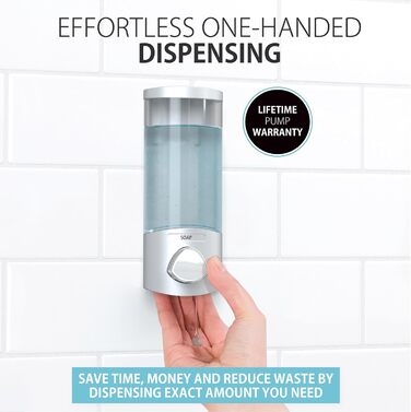 Дозатор для мила, гелю для душу та шампуню Better Living, хром, ABS-пластик, білий, однокамерний