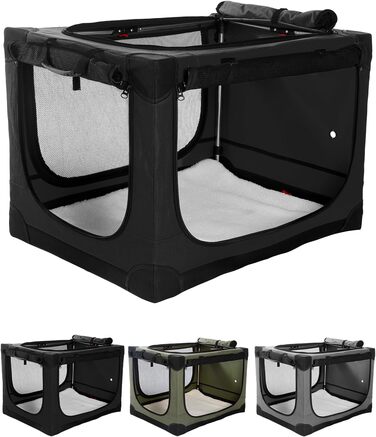 Складана переноска для собак середніх порід, 76x54x54 см, зелена/чорна (60x42x42 см)