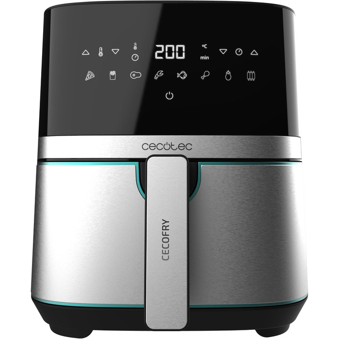 Аерофритюрниця Cecotec Cecofry Full Inox 5500 Pro, 5.5 л, 1700 Вт, цифрова безмасляна фритюрниця з корпусом із нержавіючої сталі та 8 режимами приготування