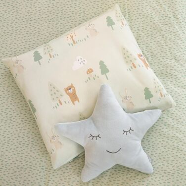 Комплект постільної білизни Roba 100 x 135 см - для дівчаток та хлопчиків - ковдра та наволочка з бавовни - зірки - білий (Woodland Buddies, ліжечко для малюків)