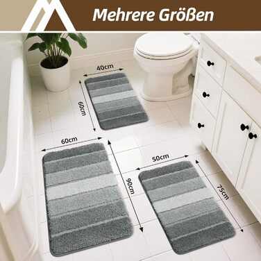 Килимок для ванної кімнати COSY HOMEER 40 x 60 см, м'який, нековзний, для душу та ванної кімнати (Сірий)