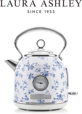 Laura Ashley Elveden Wireless Electric Kettle - 1.7L Stainless Steel, 2.2kW Fast Boil, Temperature Display & Overheat Protection