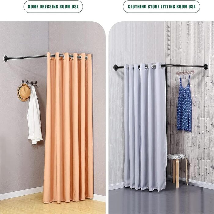 Штанга для душу, штанга для завіси для душу L-подібної форми, розширювана штанга з нержавіючої сталі 304 для ванної кімнати, без свердління (90-130см x 90-130см, Чорний)