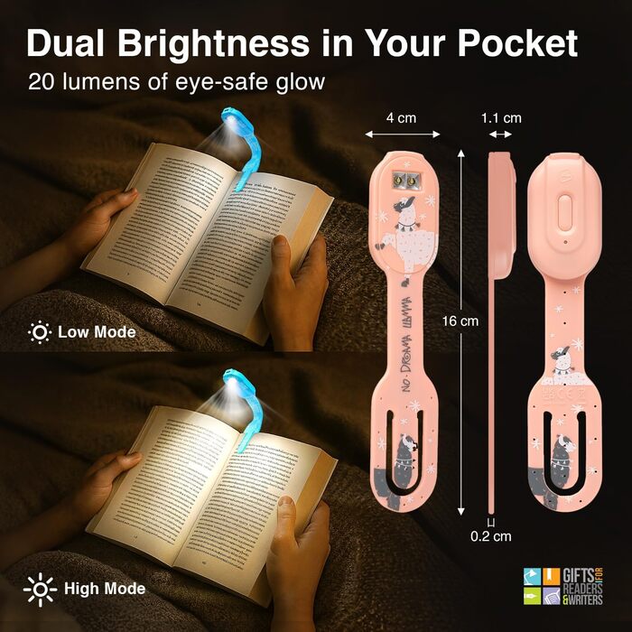 Перезаряджувана LED лампа для читання Flexilight 2-в-1: кліпса для книги, ліхтарик для дітей та дорослих, аксесуар для читання, подарунок для книголюбів (Lama)