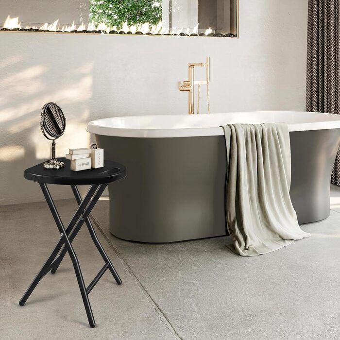 TAVR Furniture складаний стілець з ручкою, міцний круглий табурет до 227 кг, 45,7 см, чорний, для дорослих, дому, кухні, вбиральні, церкви та вулиці