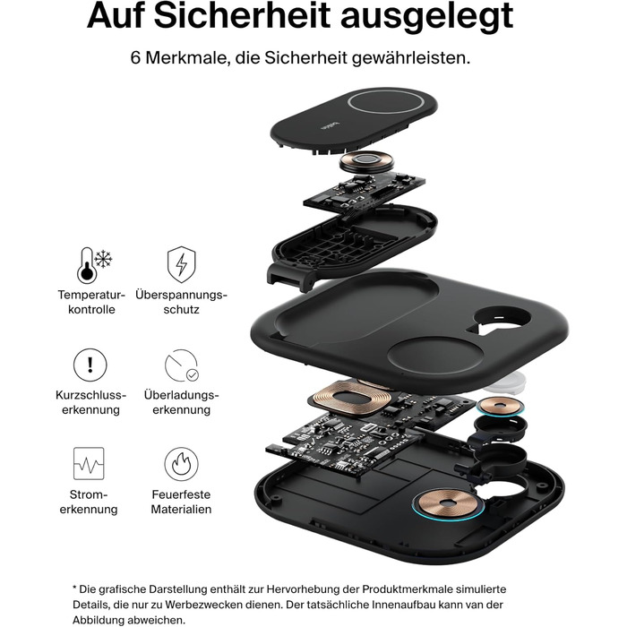 Зарядний пристрій Belkin BoostCharge 3-в-1 з підтримкою MagSafe Qi2, 15 Вт, складаний підставка для iPhone, Apple Watch, AirPods, з адаптером живлення – Чорний