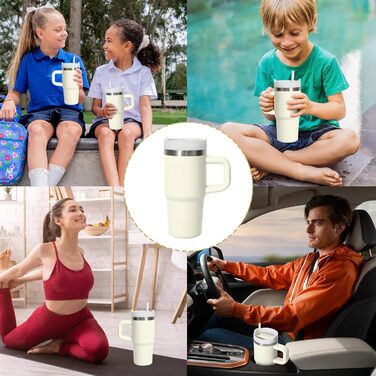 Термокружка ZAKVOP 410мл з трубочкою, кришкою та ручкою | Термоізольована кружка для кави та напоїв на виніс