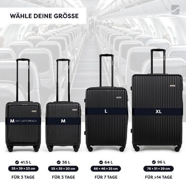 Набір валіз 3 шт: ручна поклажа, середній та великий кофр з ABS, чорний. Набір валіз з ABS, 3 шт.