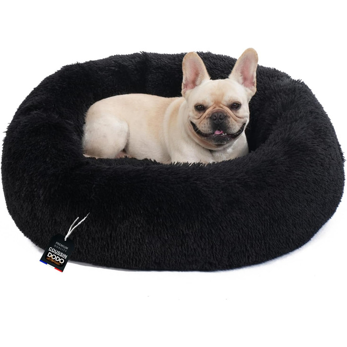 Dog Bed for Medium-Sized Dogs [with Washable Cover] - Dog Basket, Cat Bed, Dog Sleeping Place & Furniture - Long Dog Basket, Dog Bed, 80 cm Diameter (L 80 x W 80 x H 21 cm, Black)